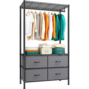 Clothes Rack, 4 Adjustable Legs to Protect the Floor, Sturdy Metal Frame 445Lbs Total Load Capacity, Coat Rack