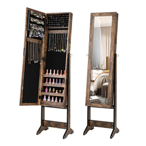 Mirrored Standing Jewelry Cabinet Storage Box