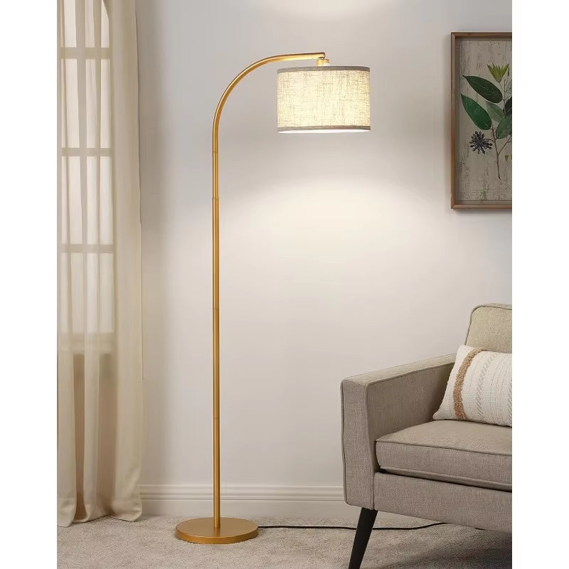 Floor Lamps for Living Room, Boho Standing Arc Lamp with Adjustable Lampshade, Mid Century Modern Reading Light