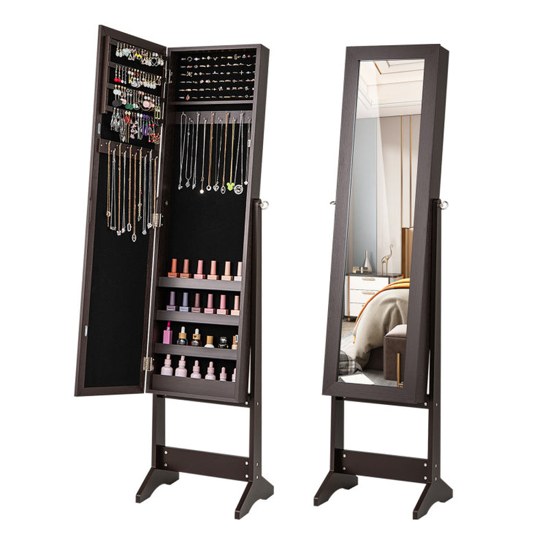 Mirrored Standing Jewelry Cabinet Storage Box