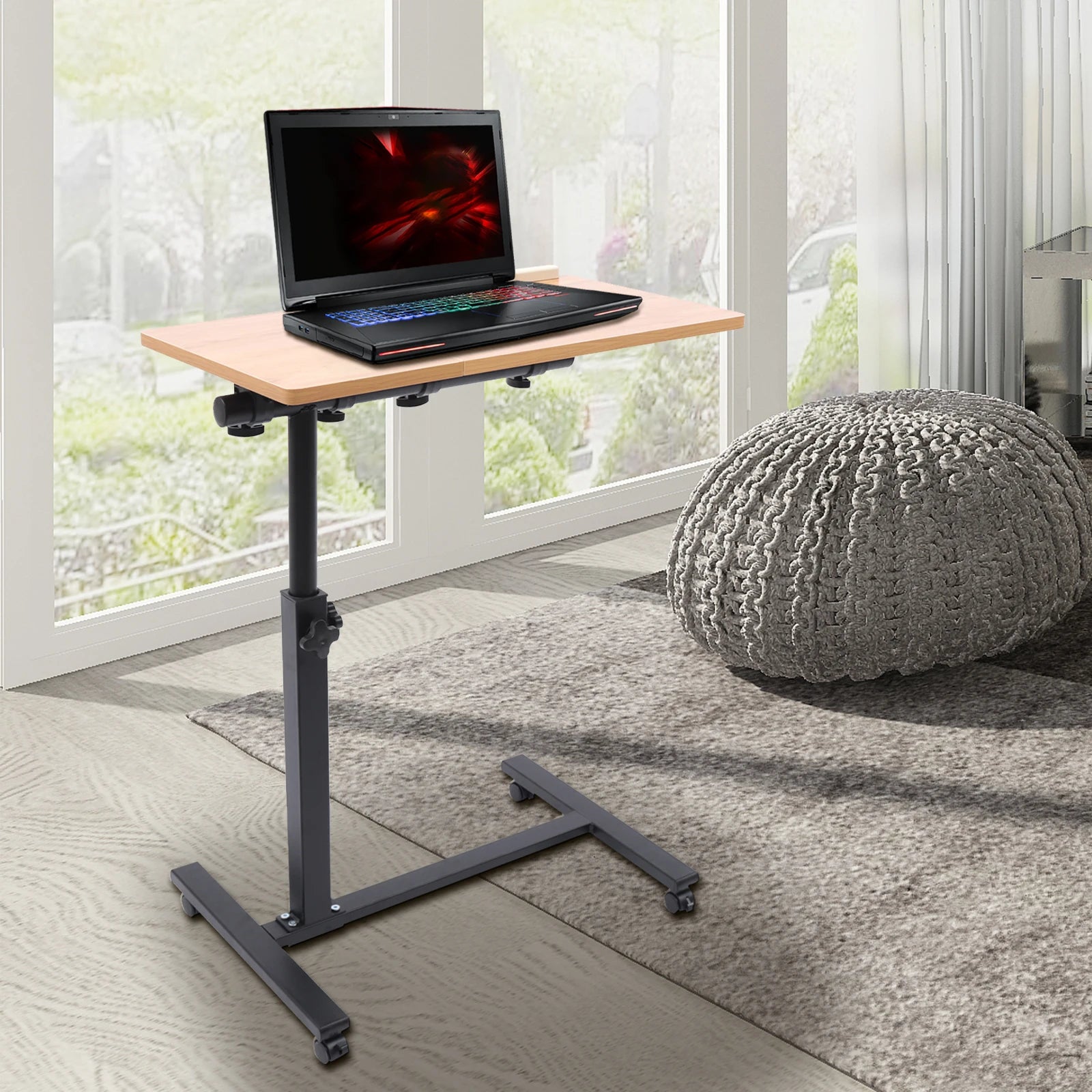 Laptop Desk Adjustable Home Office Laptop Desk Rolling Adjustable 360° Rotation Computer Mobile Stand