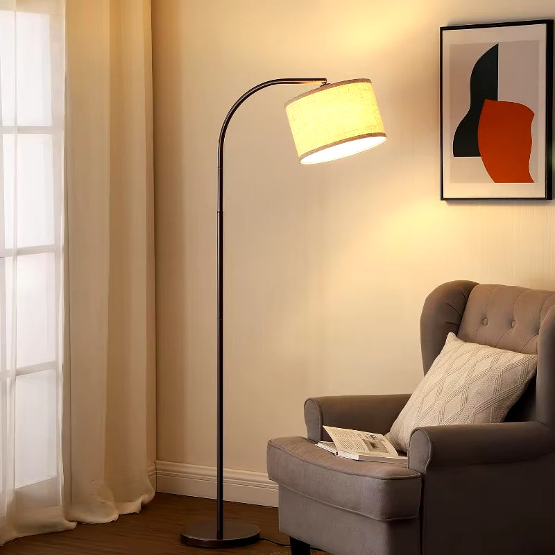 Floor Lamps for Living Room, Boho Standing Arc Lamp with Adjustable Lampshade, Mid Century Modern Reading Light