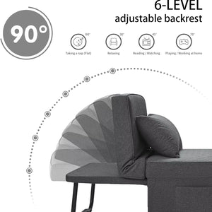 Sofa Bed, 4 in 1 Multi-Function Folding Ottoman Breathable Linen Couch Bed with Adjustable Backrest Modern Convertible Chair