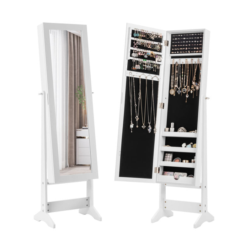 Mirrored Standing Jewelry Cabinet Storage Box