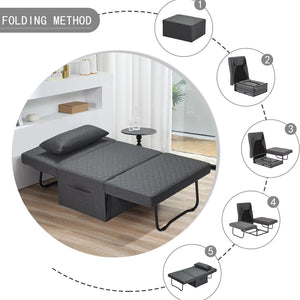 Sofa Bed, 4 in 1 Multi-Function Folding Ottoman Breathable Linen Couch Bed with Adjustable Backrest Modern Convertible Chair