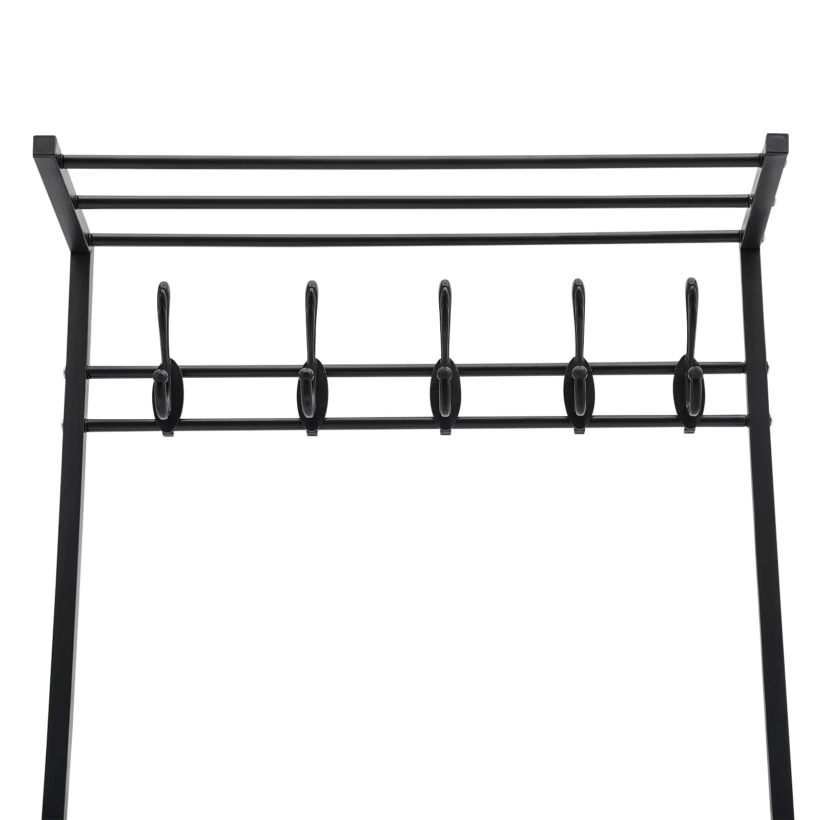 LOYALHEARTDY Coat Rack Free Standing with Shoe Storage Bench 3-In-1 Entryway Bench with 5 Hooks Shoe Bench for Hallway Black