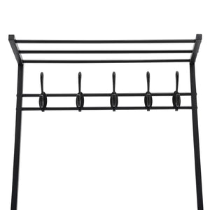 LOYALHEARTDY Coat Rack Free Standing with Shoe Storage Bench 3-In-1 Entryway Bench with 5 Hooks Shoe Bench for Hallway Black