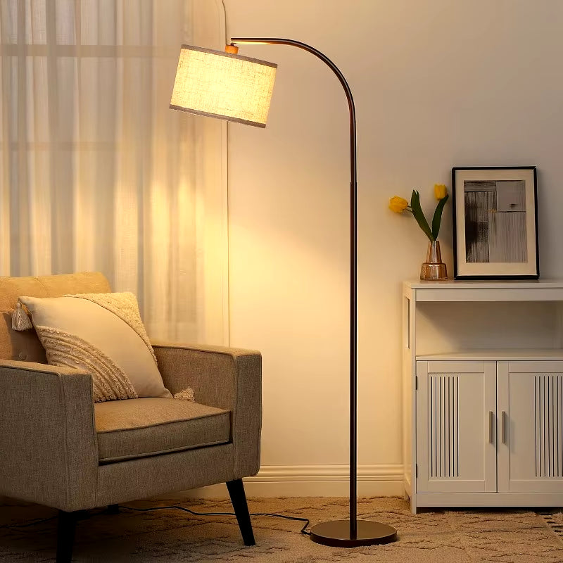 Floor Lamps for Living Room, Boho Standing Arc Lamp with Adjustable Lampshade, Mid Century Modern Reading Light