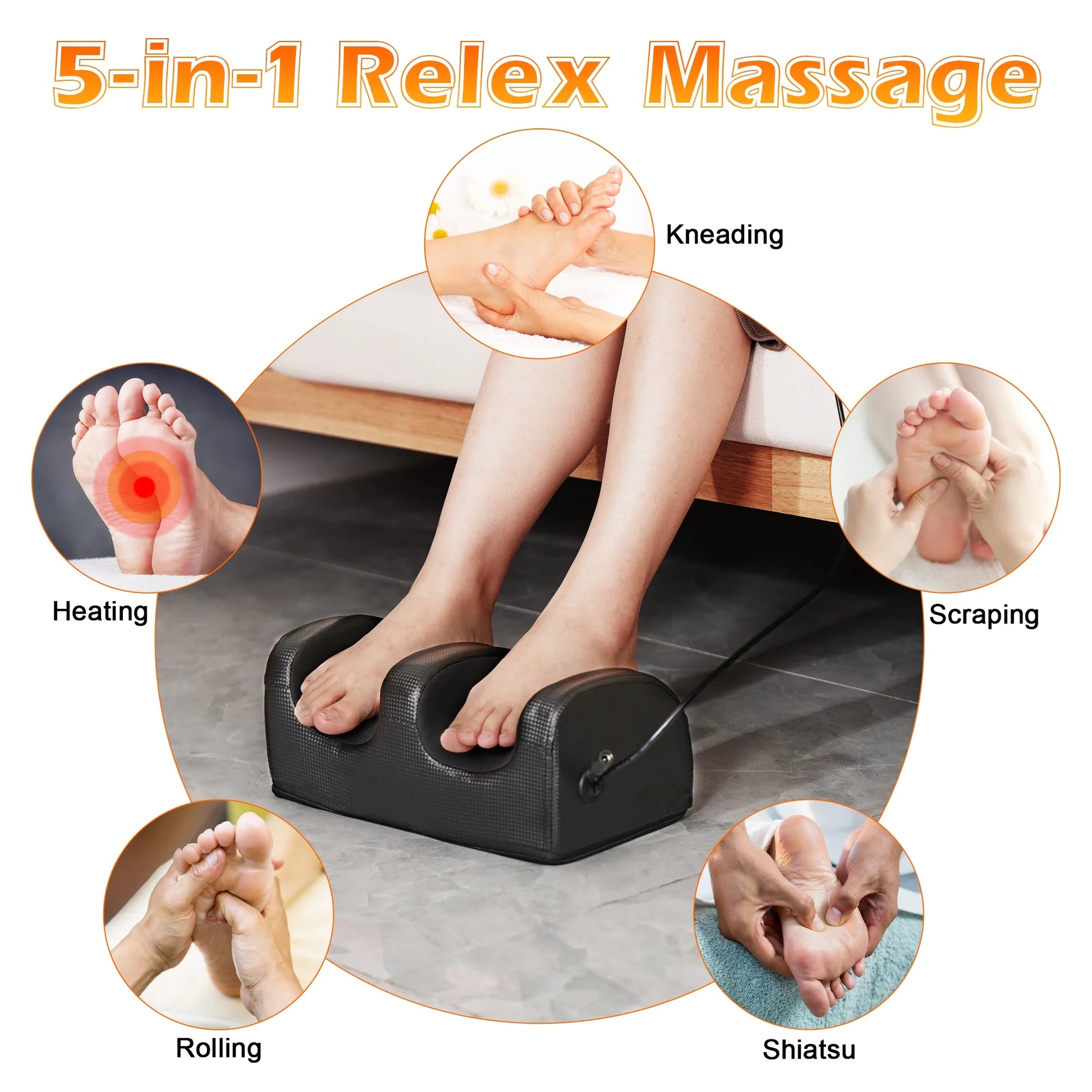 Shiatsu Foot Massager with Heat, Chronic Nerve Pain Therapy Spa Gift Kneading & Rolling Massage for Leg Calf Ankle, Hand Remote Control Massager Machine for Circulation and Pain Relief