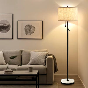 Marble Floor Lamp, Adjustable Height Standing Lamp with Marble Base Tall Lamp with Pull Chain Switch Floor Lamps