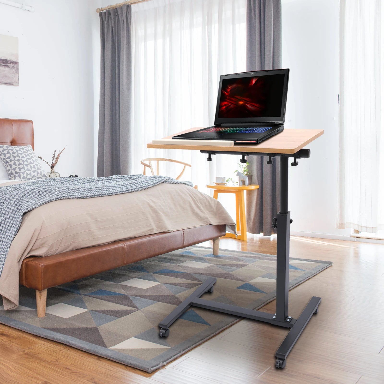 Laptop Desk Adjustable Home Office Laptop Desk Rolling Adjustable 360° Rotation Computer Mobile Stand